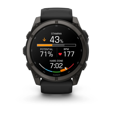 Garmin Fenix 9 – 51 mm Karbon Gri DLC Titanyum, Siyah Silikon Kayışlı