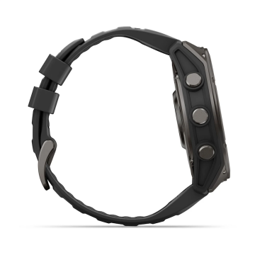 Garmin Fenix 9 – 51 mm Karbon Gri DLC Titanyum, Siyah Silikon Kayışlı