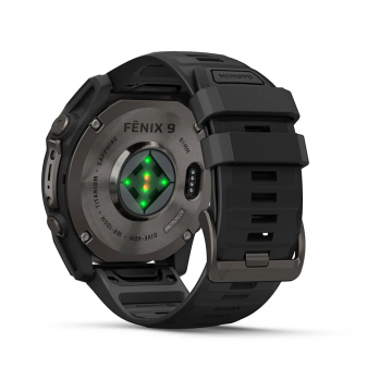 Garmin Fenix 9 – 51 mm Karbon Gri DLC Titanyum, Siyah Silikon Kayışlı