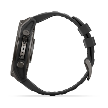 Garmin Fenix 9 – 51 mm Karbon Gri DLC Titanyum, Siyah Silikon Kayışlı