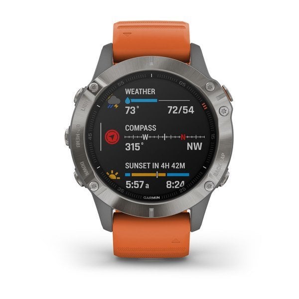 Garmin Fenix 6 Titanyum Pro Sapphire Turuncu Kayış